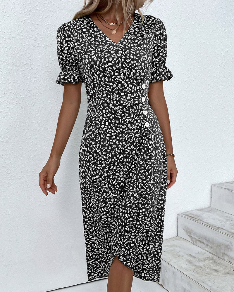 Rowan | V-Neck Floral Midi Dress
