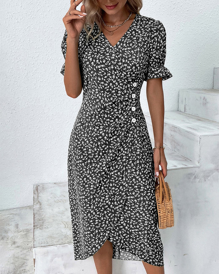 Rowan | V-Neck Floral Midi Dress