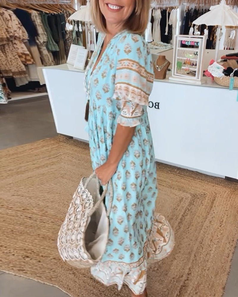 Mia | V-Neck Floral Midi Dress