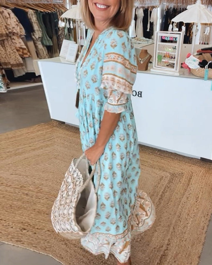 Mia | V-Neck Floral Midi Dress
