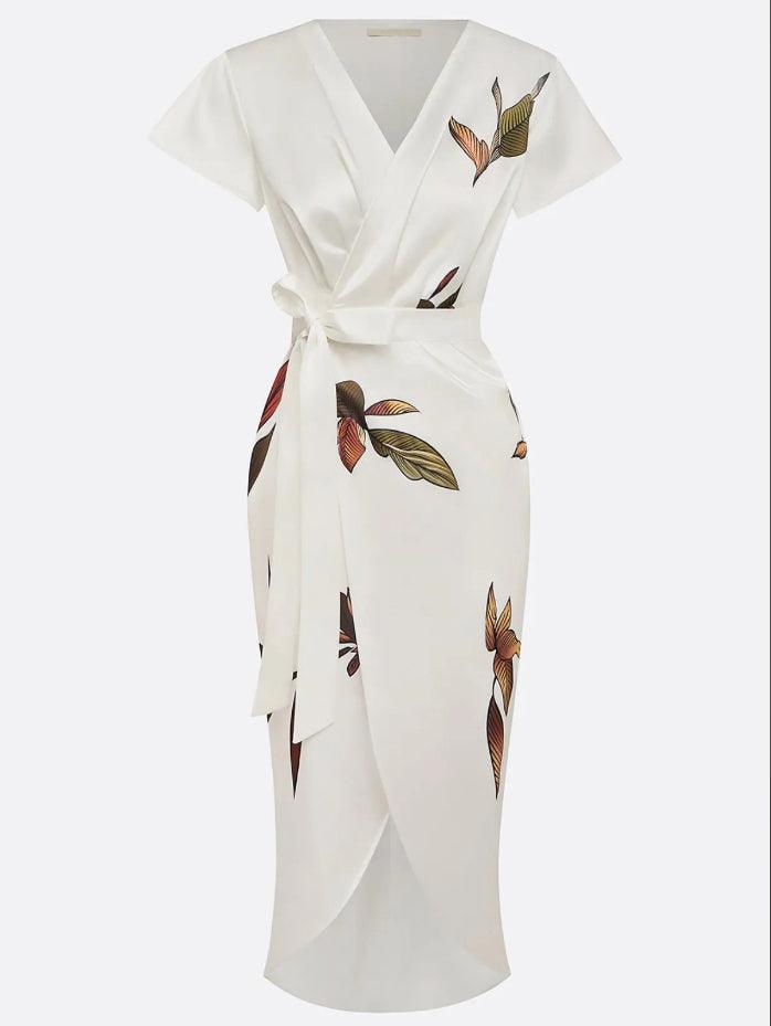 Viviana | Botanical Wrap Midi Dress