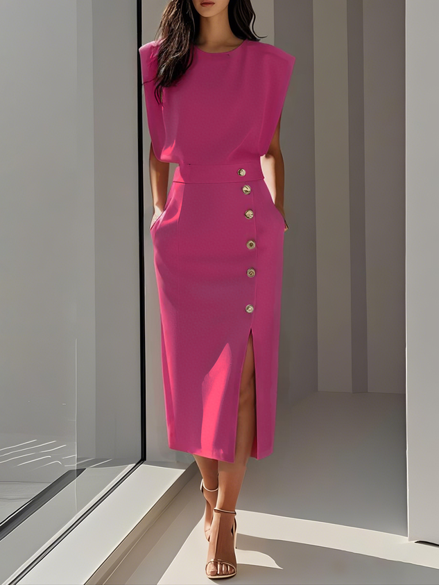 Hazel | Women's Button Detail Midi Dress