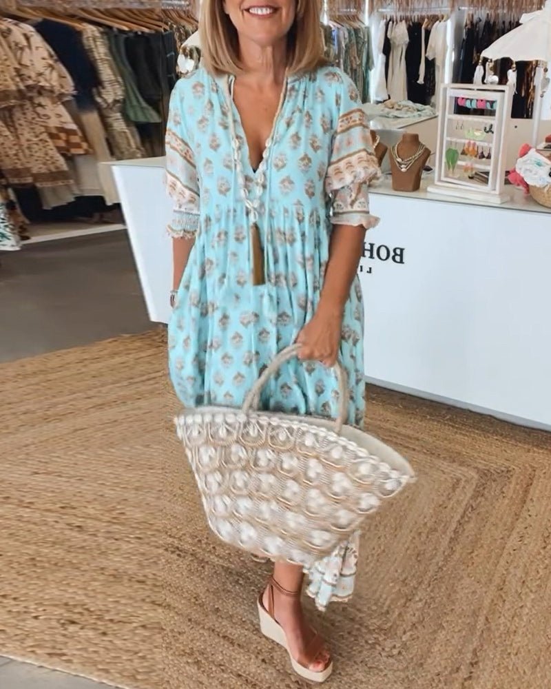 Mia | V-Neck Floral Midi Dress