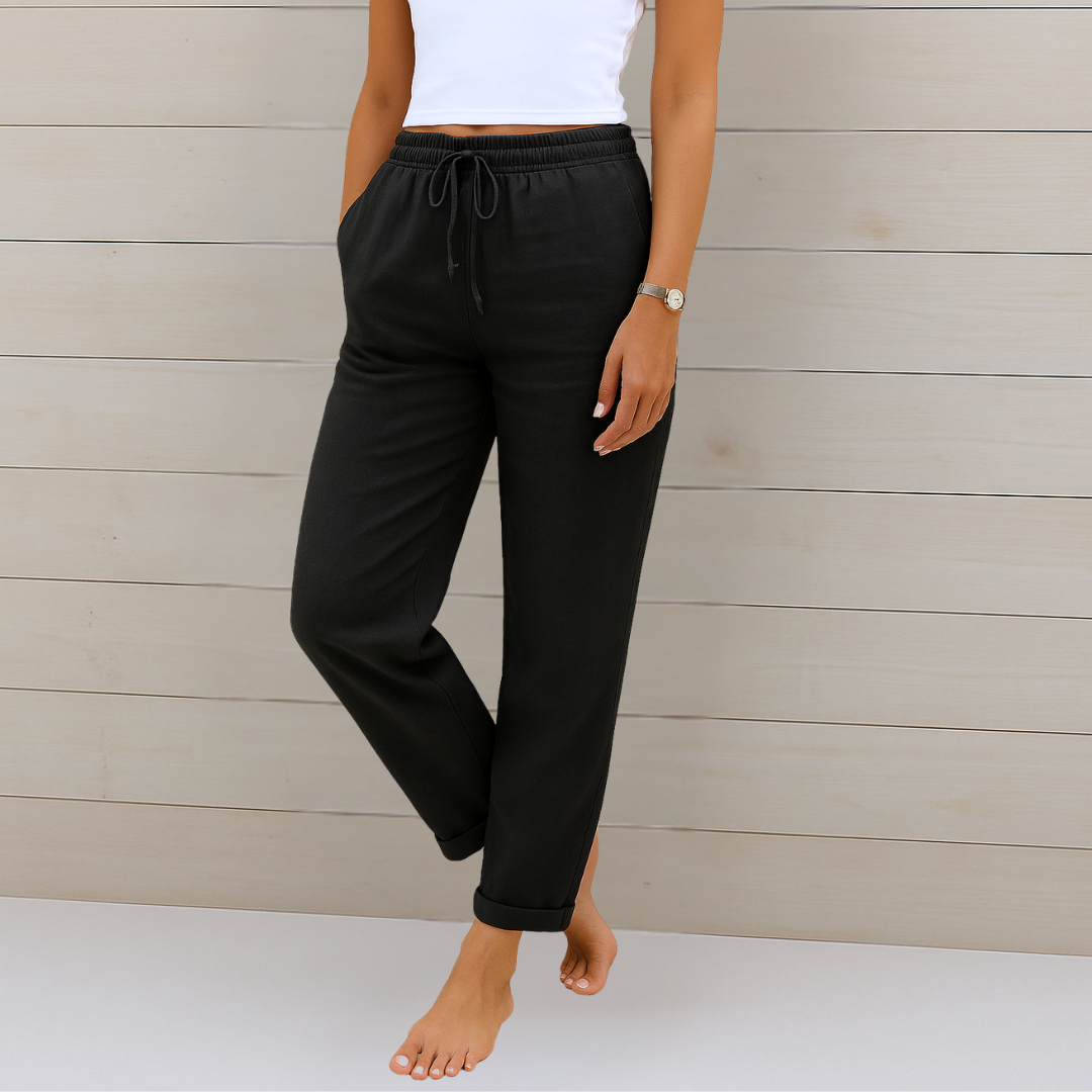 Eliza | Women's Straight Leg Pants with Drawstring Waist