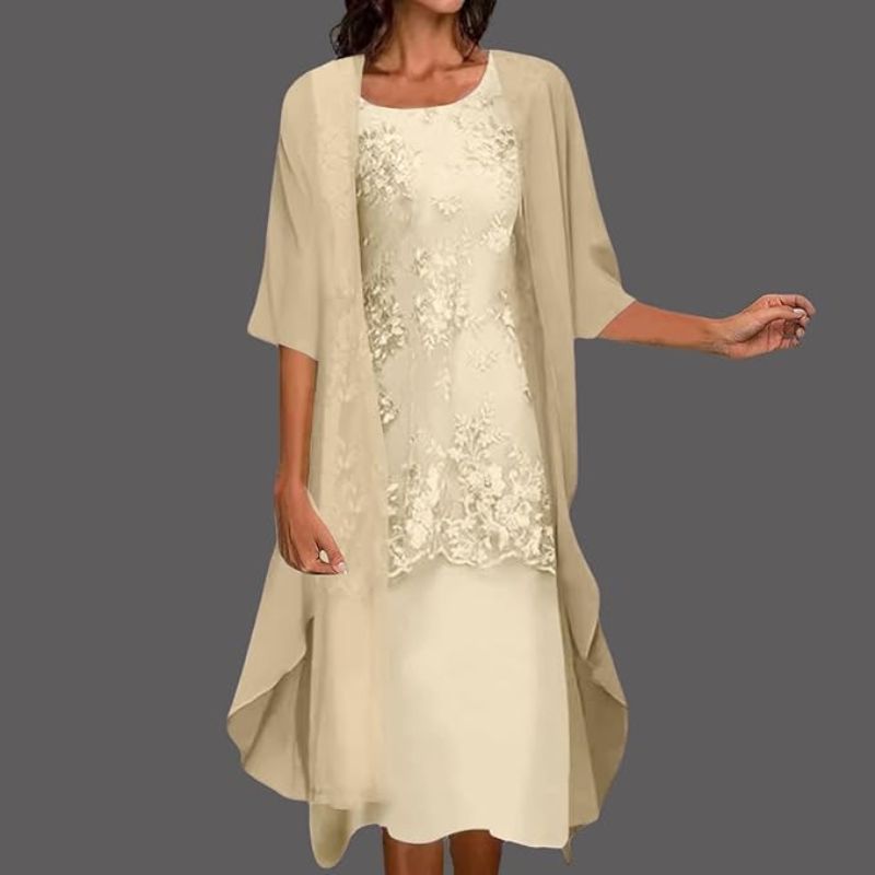 Aurora | Wedding Guest Lace Midi Dress with Cardigan