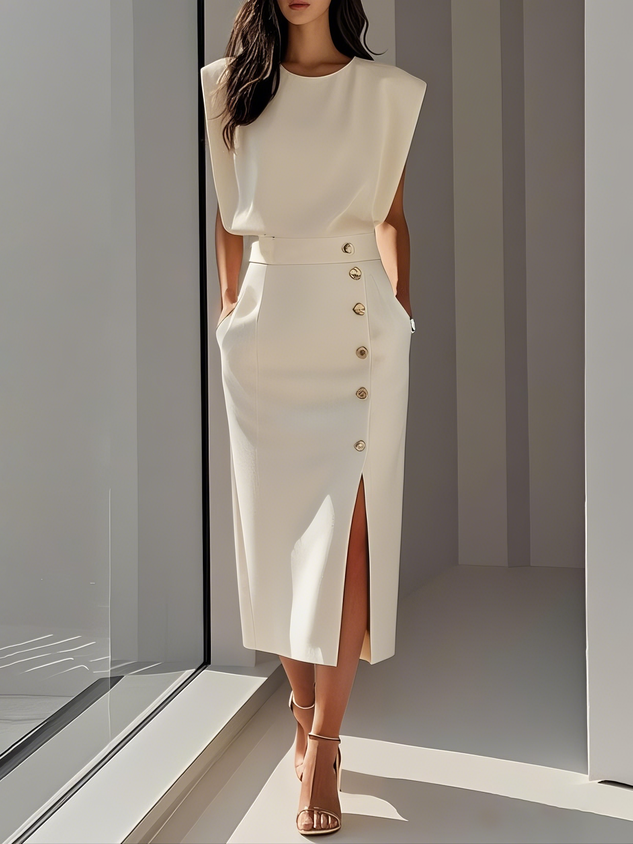 Hazel | Women's Button Detail Midi Dress