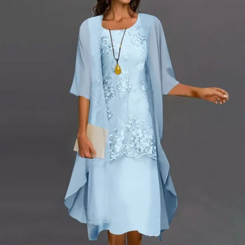 Aurora | Wedding Guest Lace Midi Dress with Cardigan
