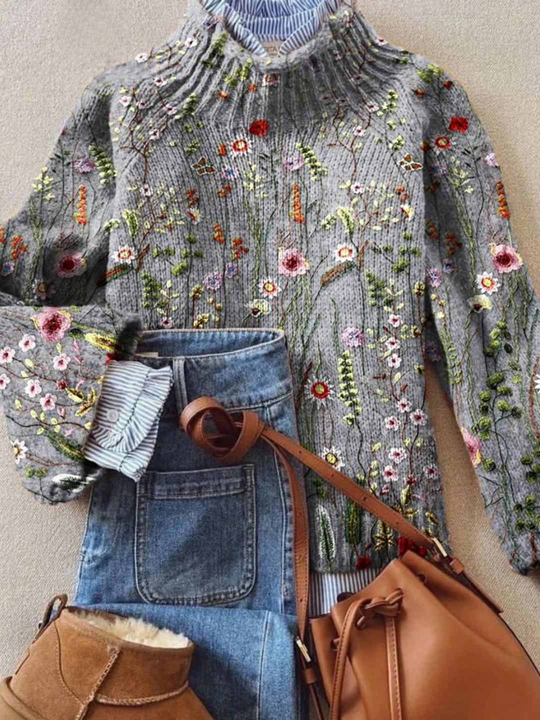 Margaret | Vintage Floral Knit Sweater