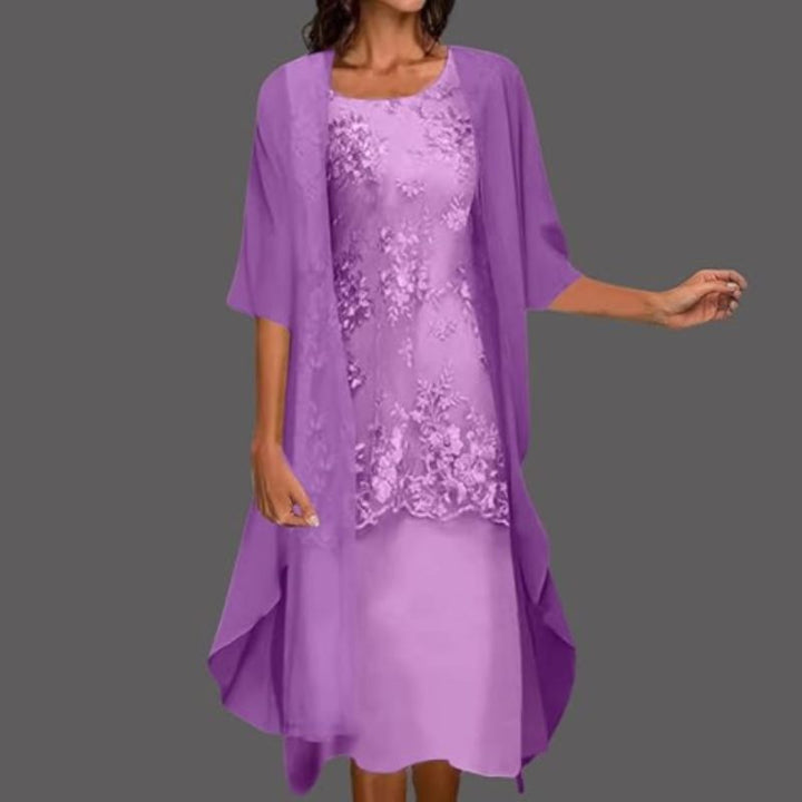 Aurora | Wedding Guest Lace Midi Dress with Cardigan