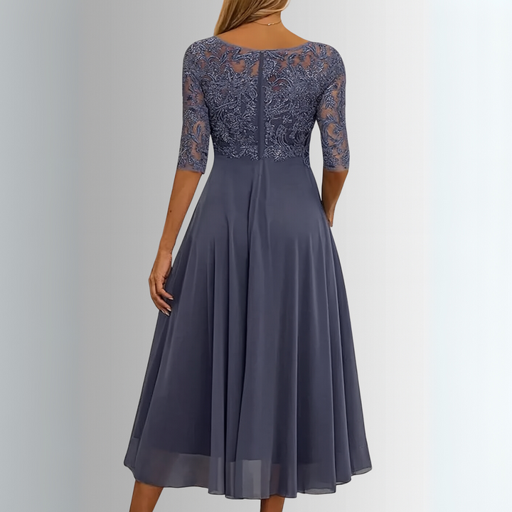 grey lace dress for wedding guest Cap Sleeves Knee Length Lace Wedding Guest Dress, White