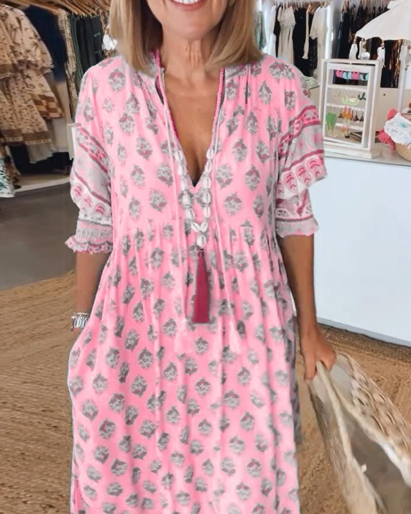 Mia | V-Neck Floral Midi Dress