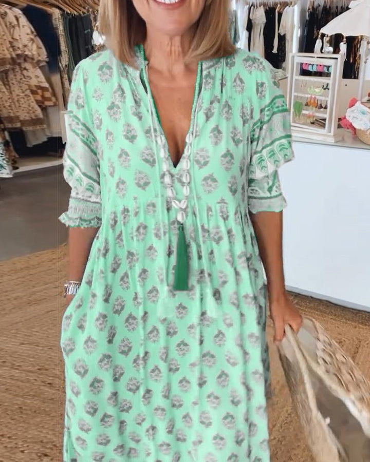 Mia | V-Neck Floral Midi Dress