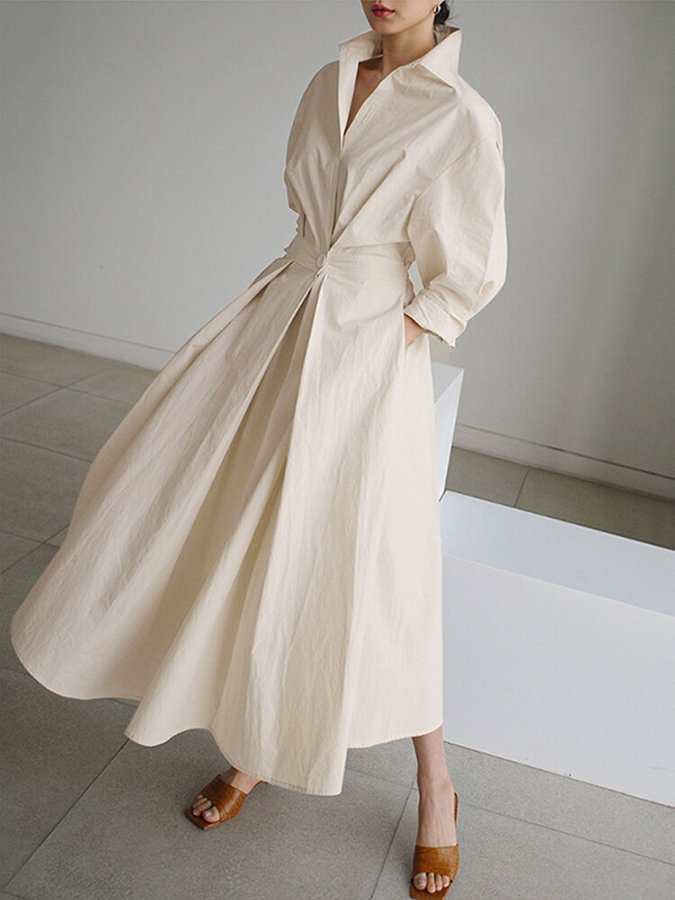 Evelyn | Button Front Shirt Midi Dress