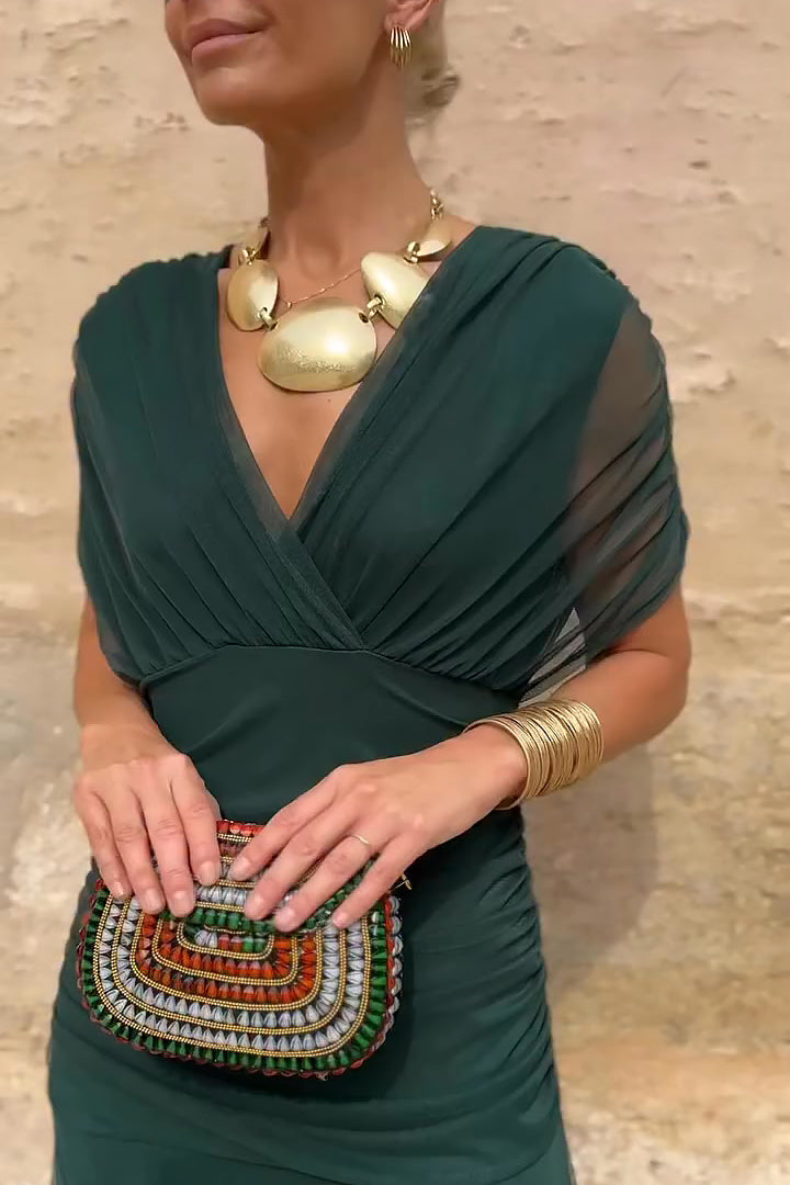 Celeste | Pleated V-Neck Maxi Dress