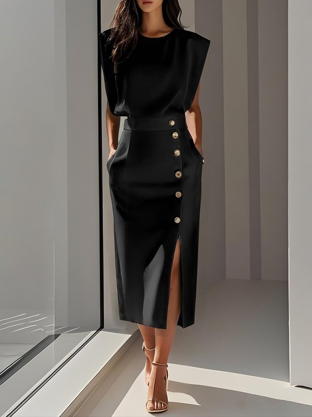 Hazel | Women's Button Detail Midi Dress