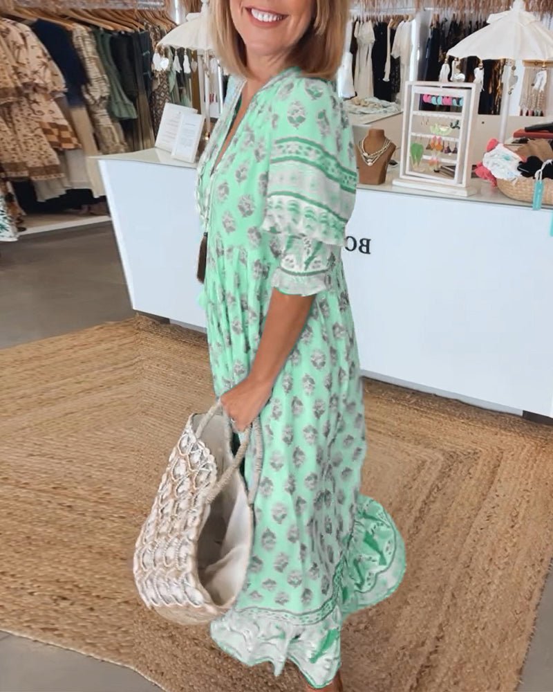 Mia | V-Neck Floral Midi Dress