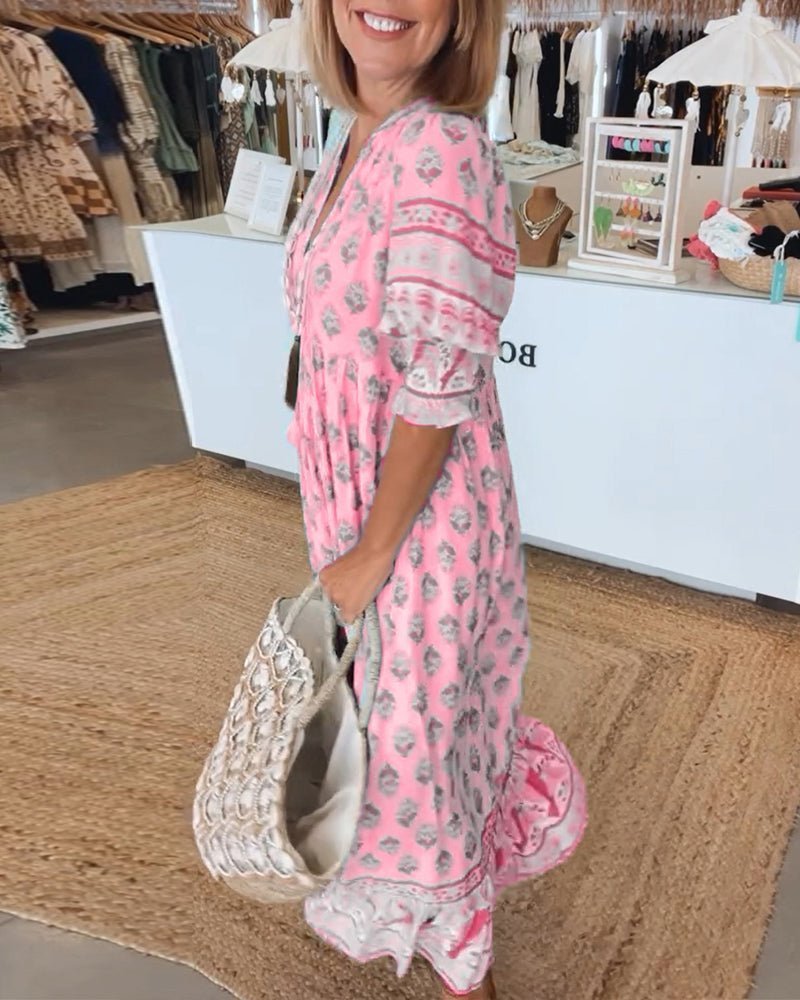 Mia | V-Neck Floral Midi Dress