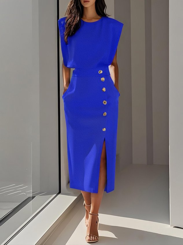 Hazel | Women's Button Detail Midi Dress