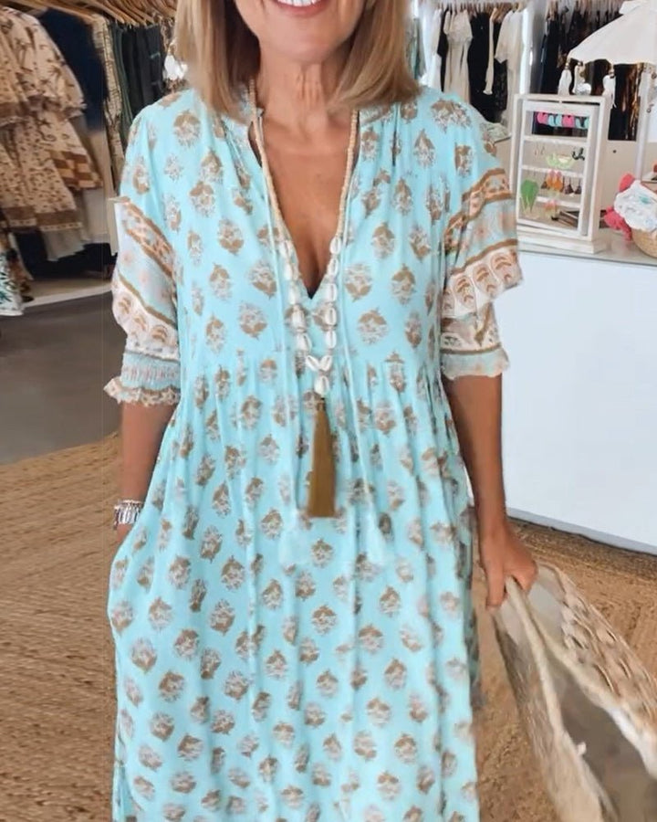 Mia | V-Neck Floral Midi Dress