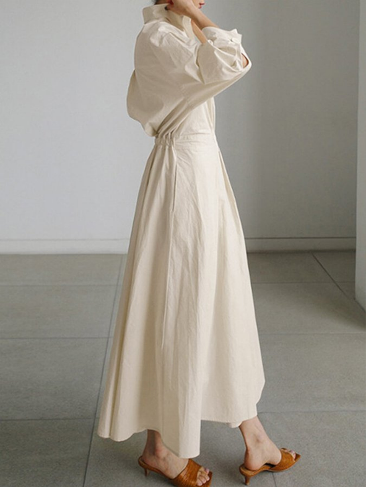 Vivienne | Collared Maxi Shirt Dress