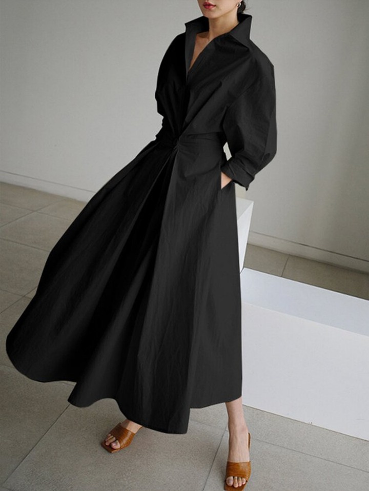 Vivienne | Collared Maxi Shirt Dress