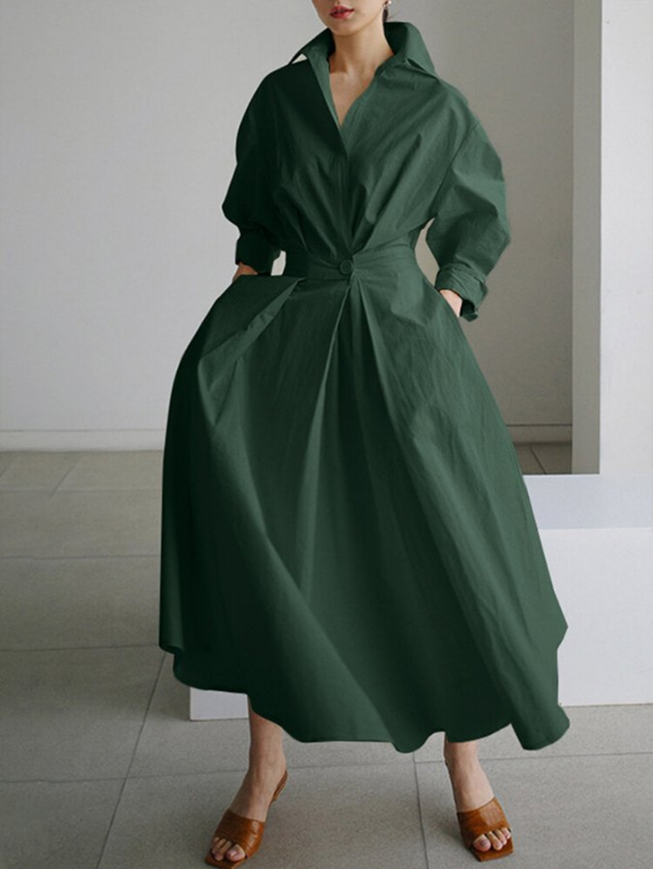 Vivienne | Collared Maxi Shirt Dress