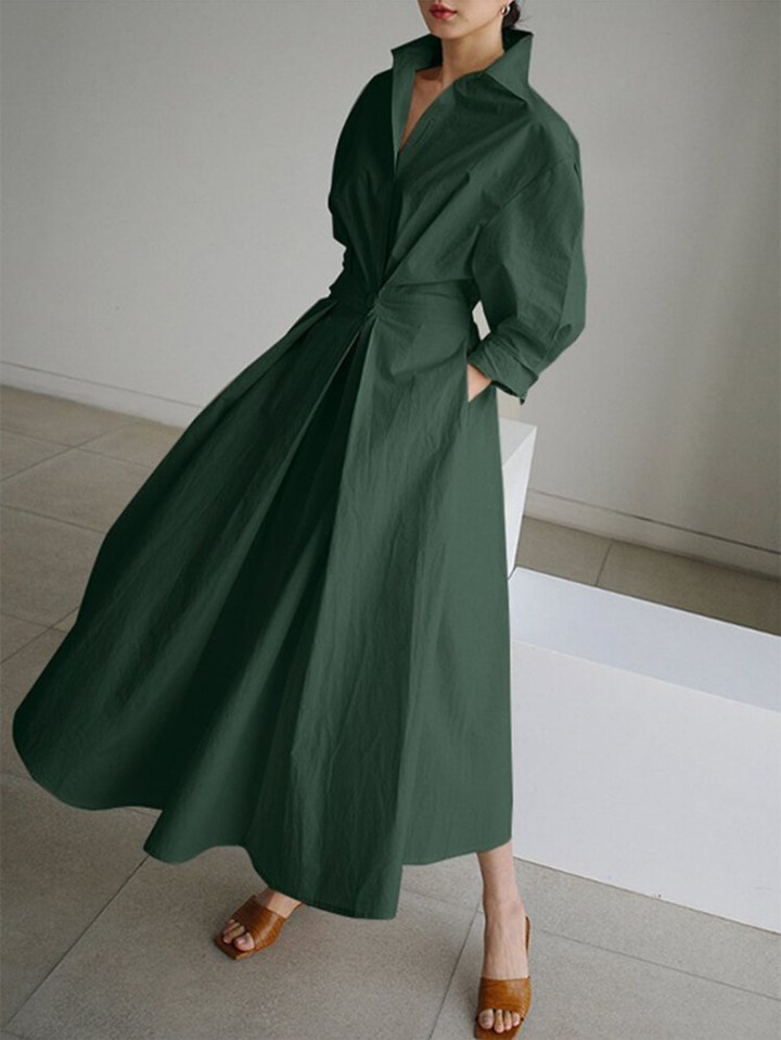 Vivienne | Collared Maxi Shirt Dress