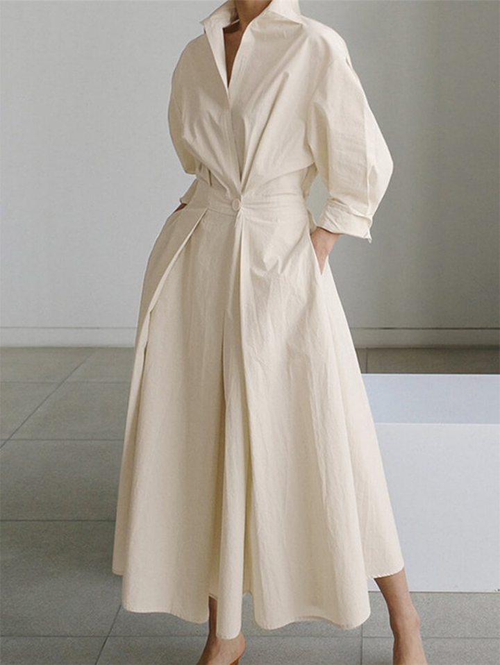 Vivienne | Collared Maxi Shirt Dress