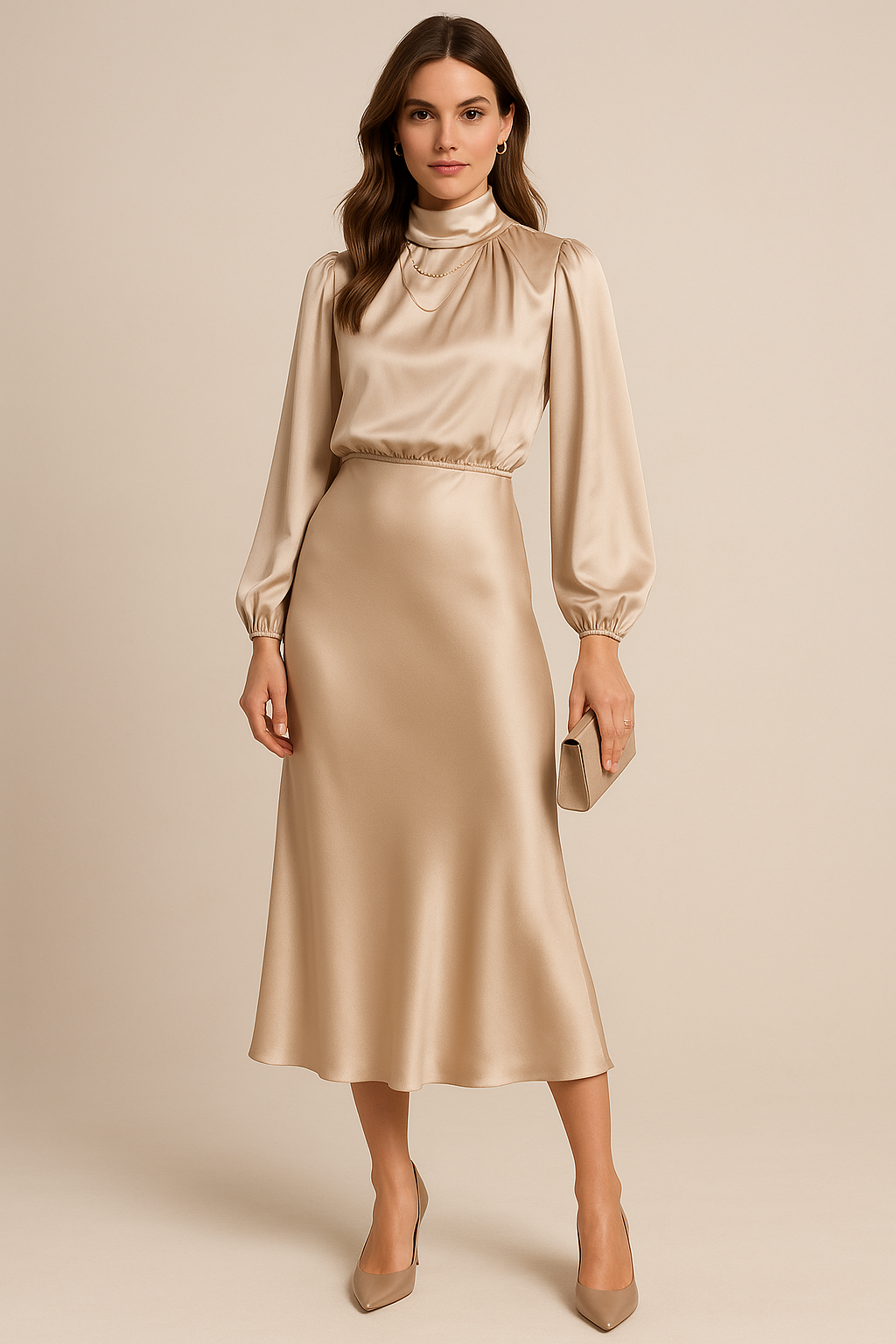 Sabrina | Women's Satin Midi Dress