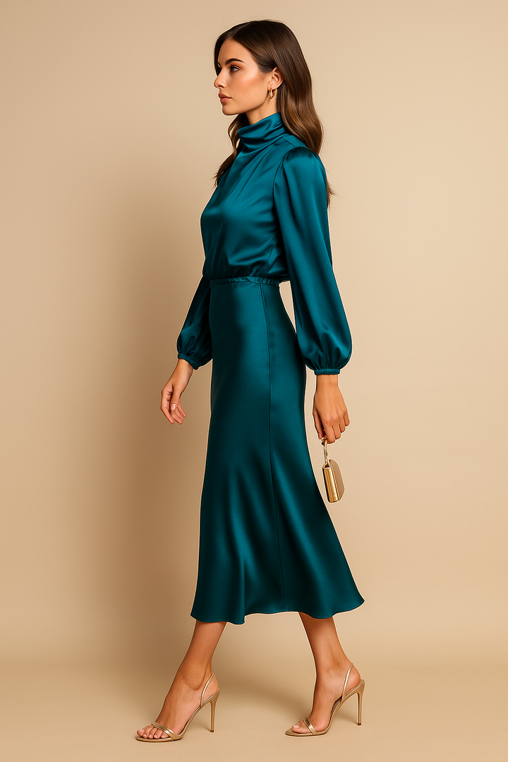 Sabrina | Women's Satin Midi Dress