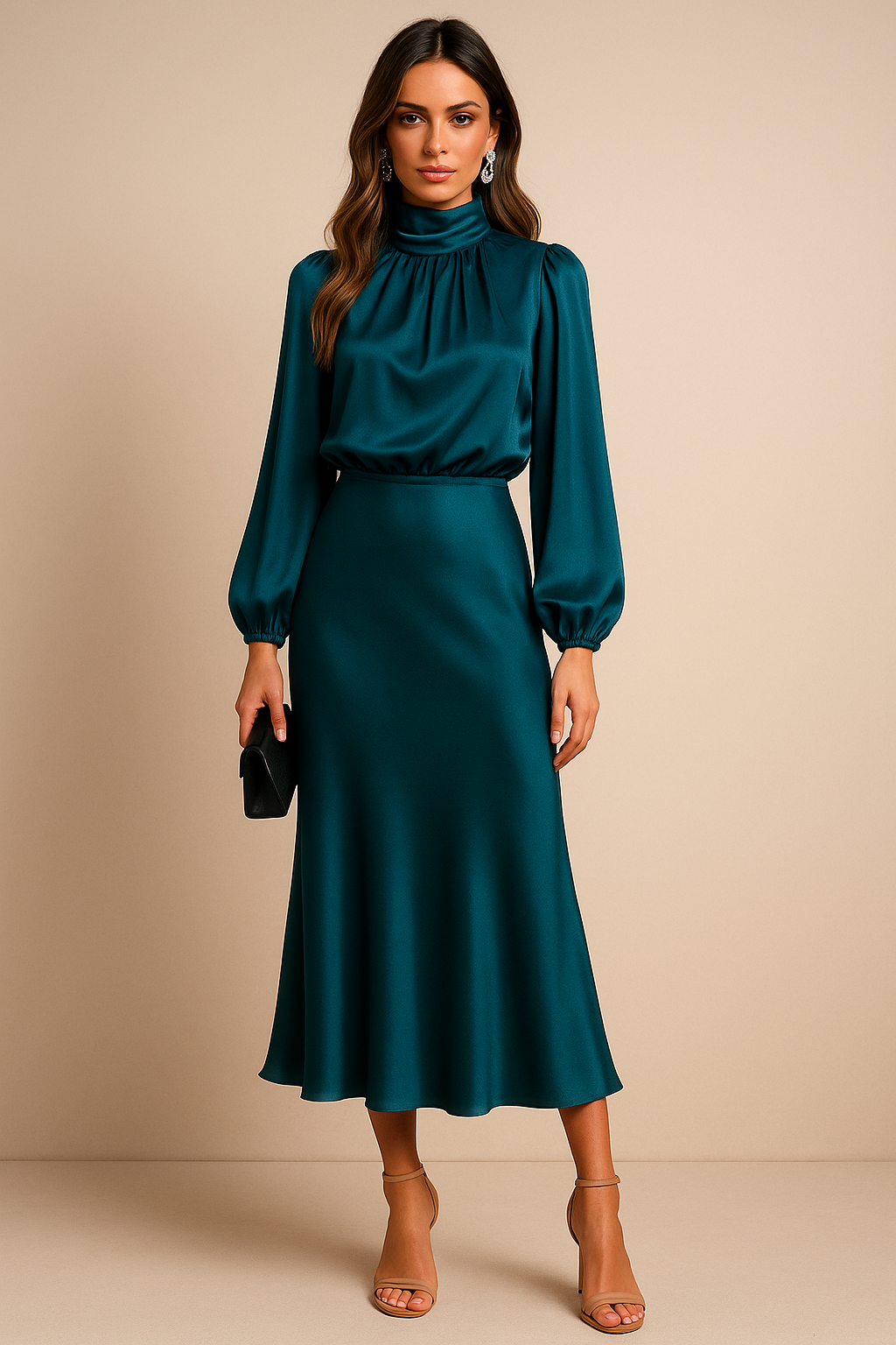 Sabrina | Women's Satin Midi Dress