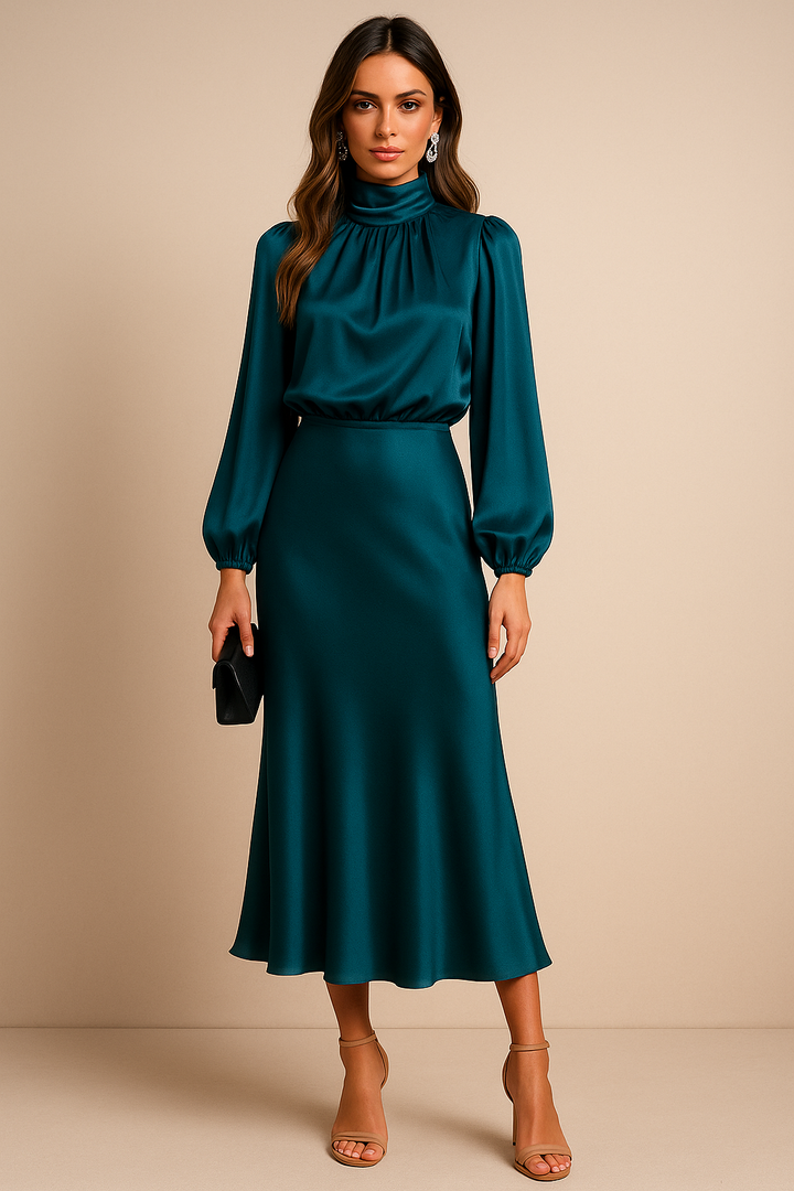 Sabrina | Women's Satin Midi Dress