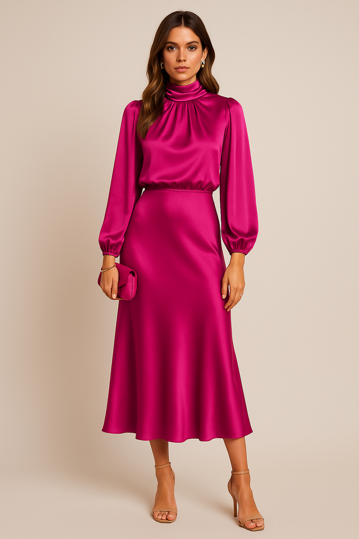 Sabrina | Women's Satin Midi Dress
