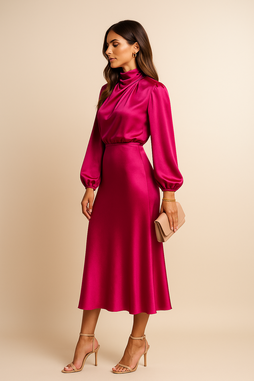 Sabrina | Women's Satin Midi Dress