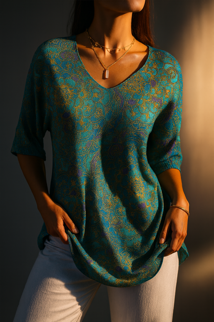 Madeline | Retro Print Knit Pullover Sweater