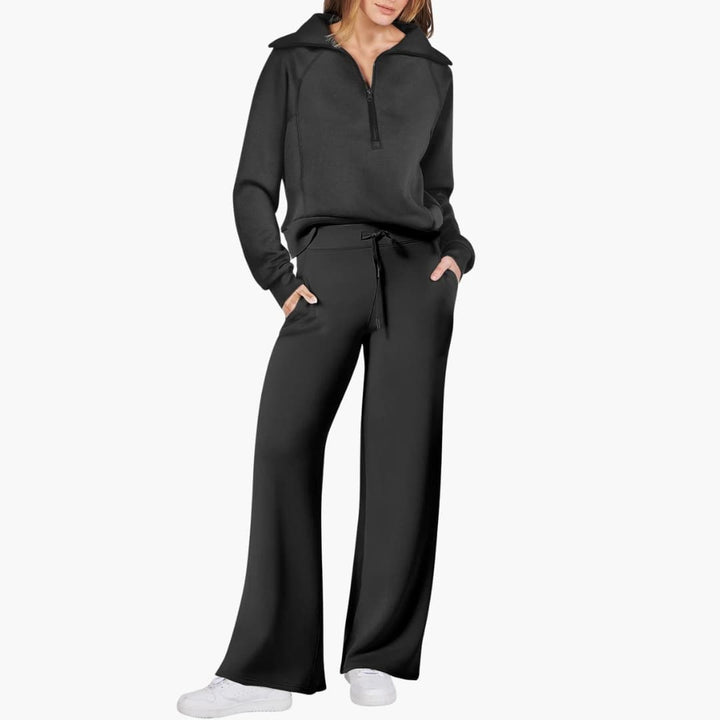 Severina | Women's Half-Zip Top and Wide Leg Pants Set