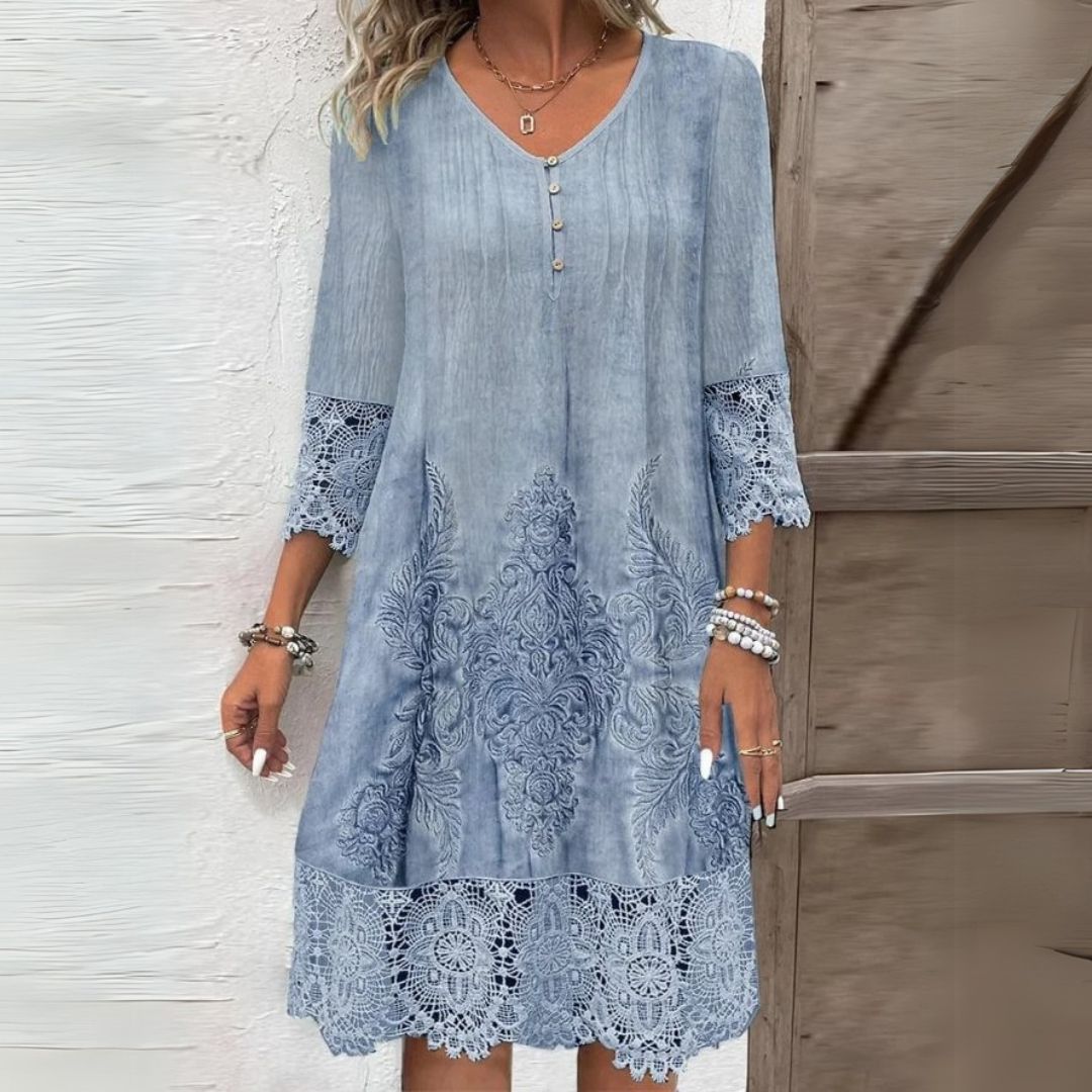 Aria | Floral Embroidered Midi Dress