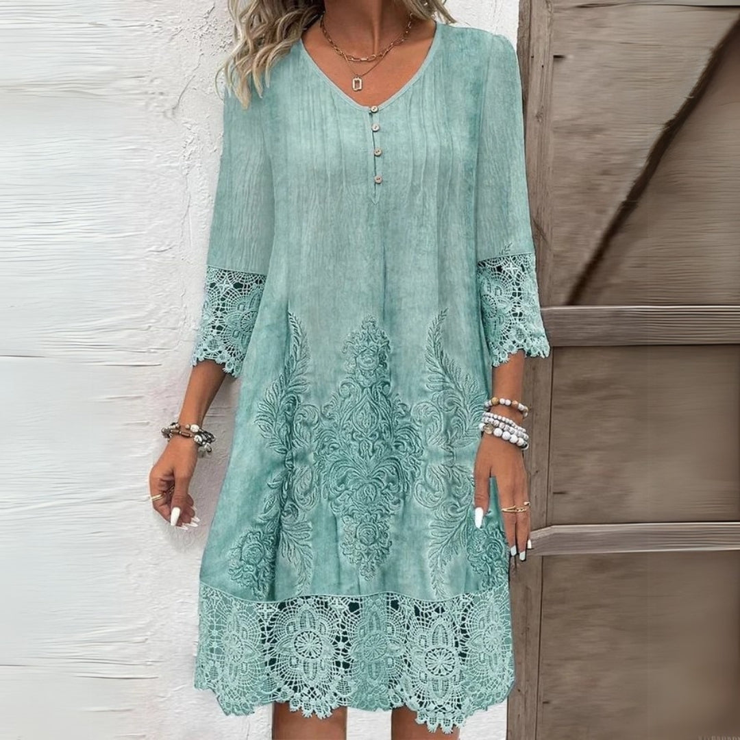 Aria | Floral Embroidered Midi Dress
