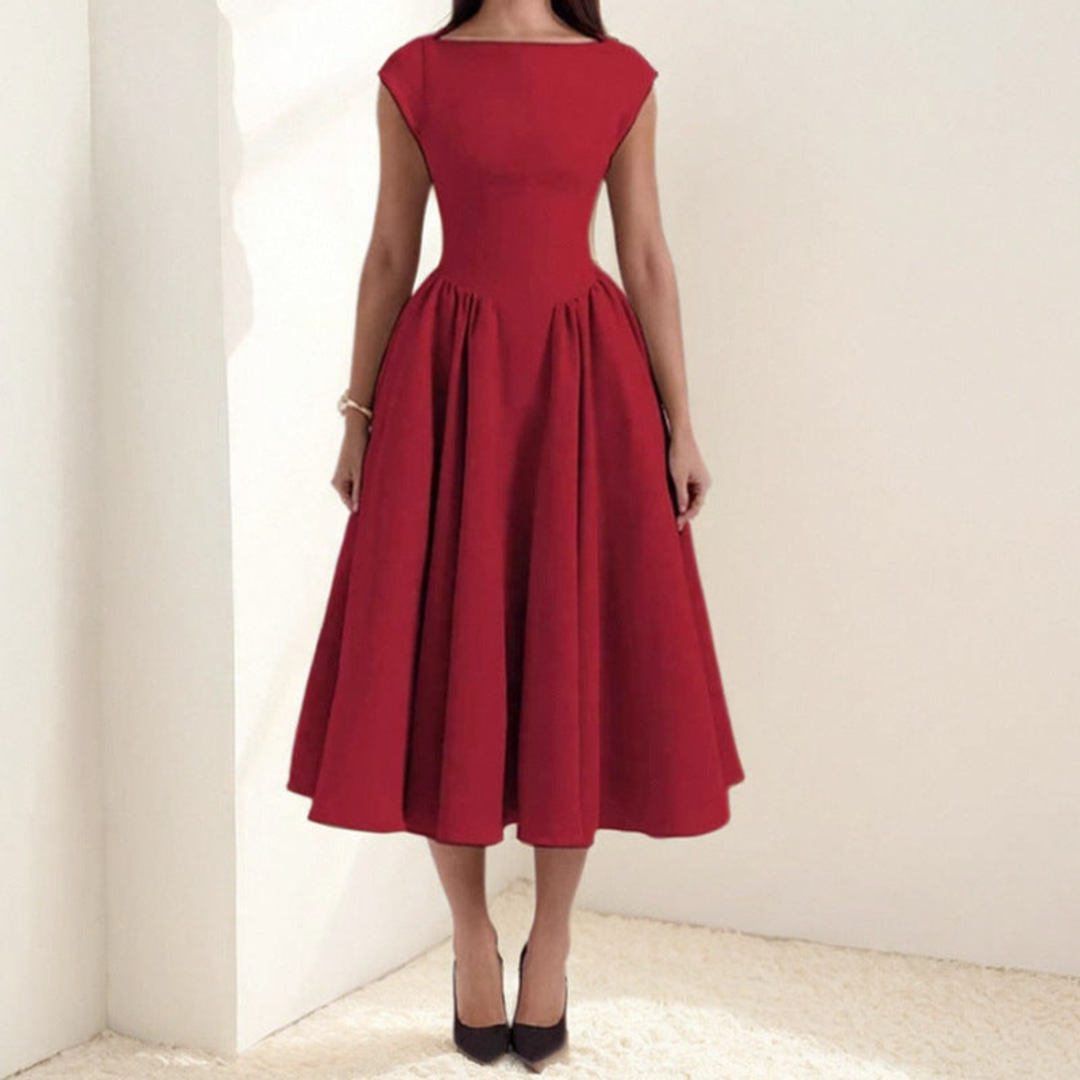 Charlotte | Graduation Midi Dress with Cap Sleeves