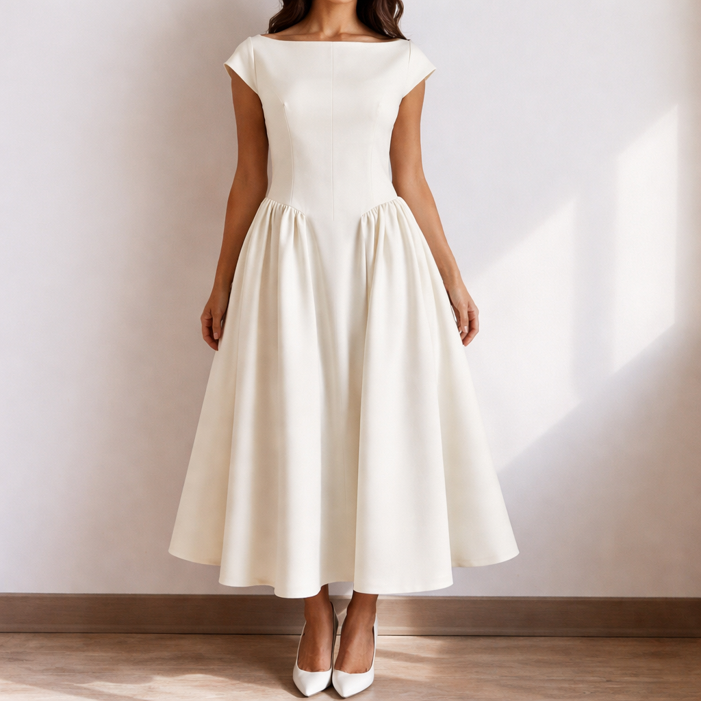 Charlotte | Graduation Midi Dress with Cap Sleeves