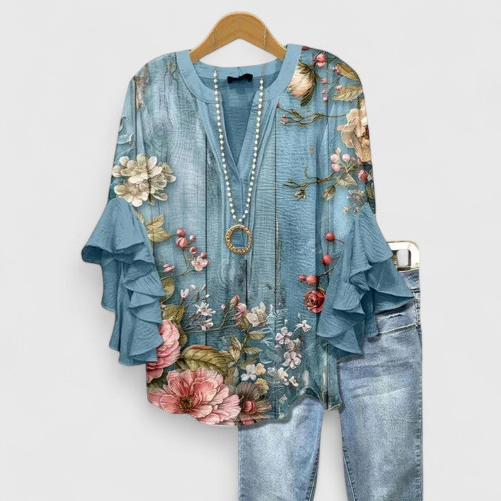 Antonella | Women's Ruffle Sleeve Floral Blouse