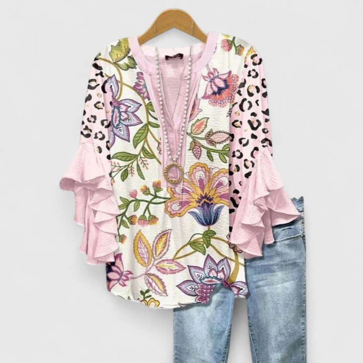Antonella | Women's Ruffle Sleeve Floral Blouse