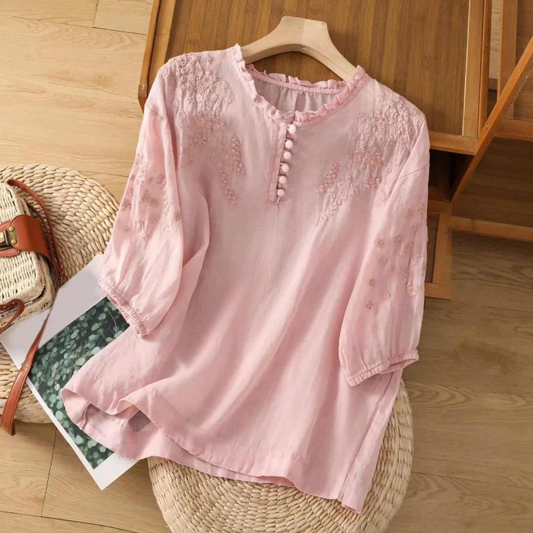 Eleanor | Embroidered Button-Down Blouse