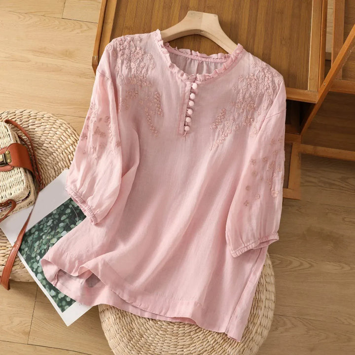 Eleanor | Embroidered Button-Down Blouse