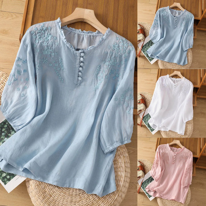 Eleanor | Embroidered Button-Down Blouse
