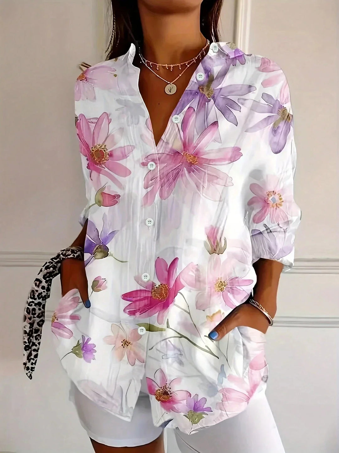 Audrey | Colorful Print Blouse with Long Sleeves