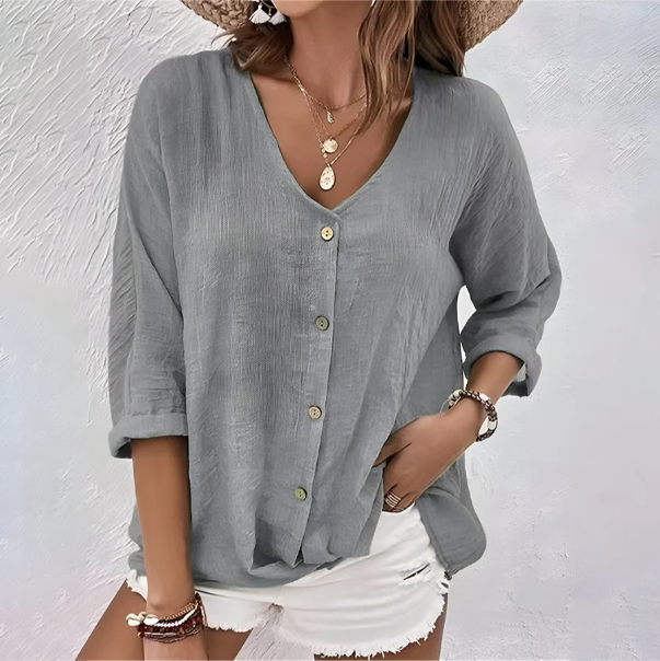 Josie | Women's V-Neck Button-Up Blouse