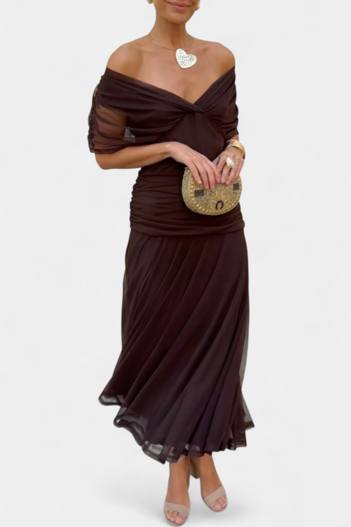 Persephone | Off-Shoulder Ruched Evening Dress