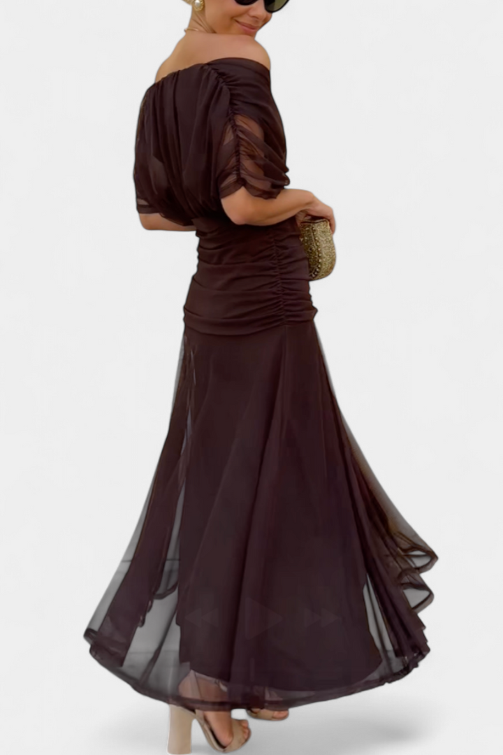 Persephone | Off-Shoulder Ruched Evening Dress