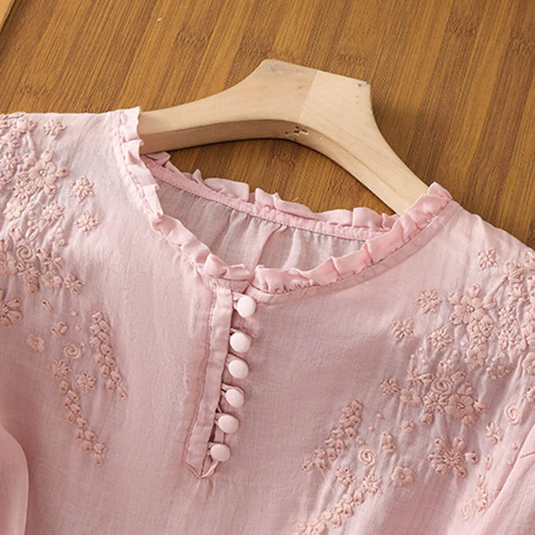 Eleanor | Embroidered Button-Down Blouse